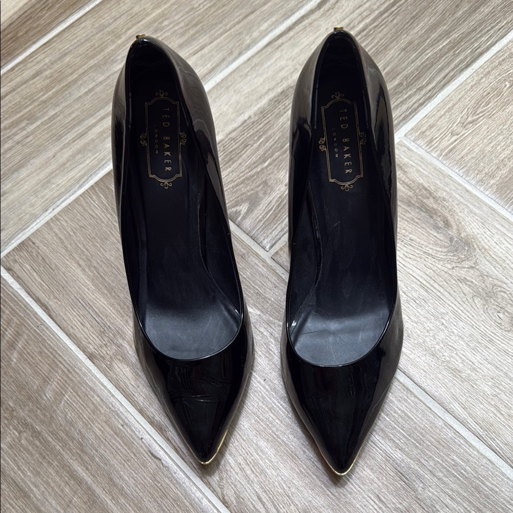 Ted Baker Black Heels with Gold Accents